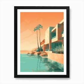 Abstract Illustration Of Hapuna Beach Hawaii Orange Hues 2 Art Print
