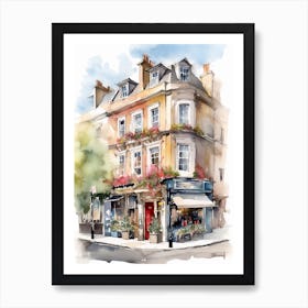 Richmond London Neighborhood, Watercolour 1 Art Print