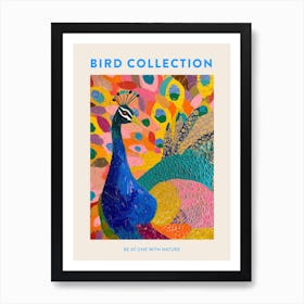 Peacock & Feathers Colourful Portrait 2 Poster Art Print