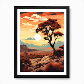  Retro Illustration Of A Joshua Tree Pattern In Grand 3 Art Print