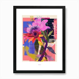 Aster 8 Neon Flower Collage Poster Art Print