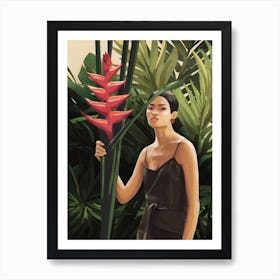 Woman in Tropical Forest Art Print