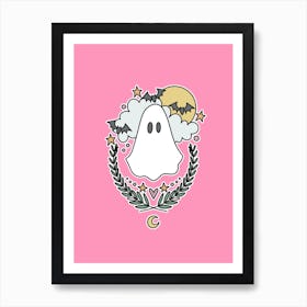 Cute Ghost | Hot Pink Art Print