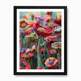 Field Of Poppies Knitted In Crochet 2 Art Print