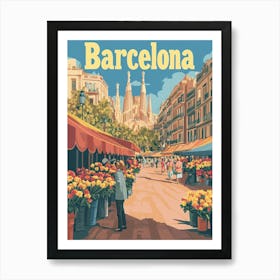 Aihrgdesign A Classic 1960s Travel Poster For Barcelona Art Print