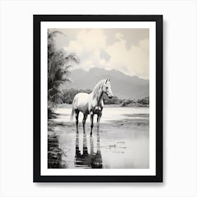 A Horse Oil Painting In Punalu U Beach Hawaii, Usa, Portrait 1 Art Print