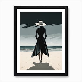 Illustration of an African American woman at the beach 109 Art Print