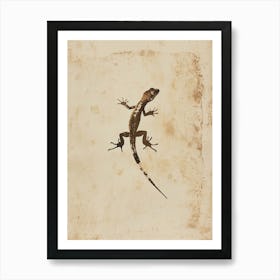 Day Gecko Block Print 1 Art Print