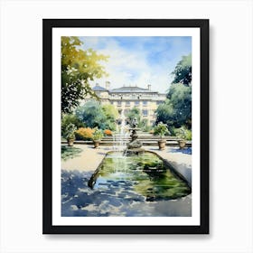 Mirabell Palace Gardens Austria Watercolour 1  Art Print