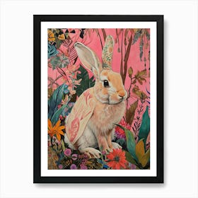 Floral Animal Painting Rabbit 2 Art Print