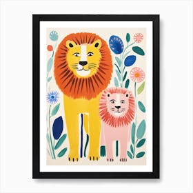 Colourful Kids Animal Art Lion 10 Art Print