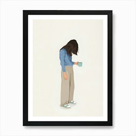 Girl With A Cup Of Coffee 1 Art Print