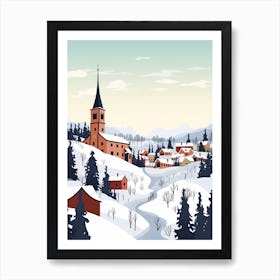 Retro Winter Illustration Kiruna Sweden 2 Art Print