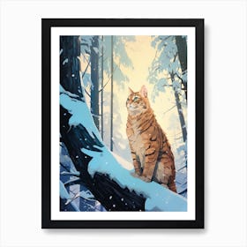 Winter Bobcat 3 Illustration Art Print