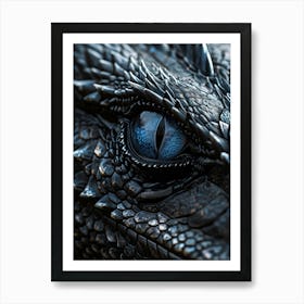 Closeup Macro Shot Of A Black Dragon Predominantly White Scales With Intricate Detail Visible In Th Art Print