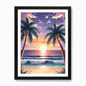 Sunset At The Beach 13 Art Print