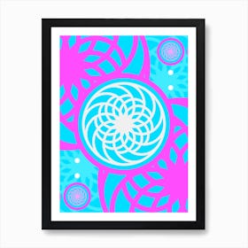 Geometric Glyph in White and Bubblegum Pink and Candy Blue n.0024 Art Print