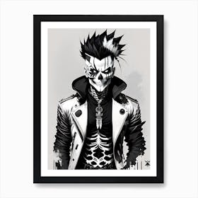 Skeleton punk man Art Print