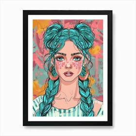 Girl With Blue Hair 18 Art Print