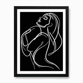 Woman line drawing Art Print