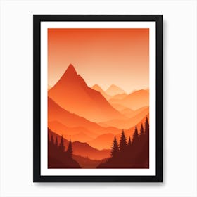 Misty Mountains Vertical Composition In Orange Tone 370 Art Print