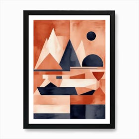 Geometric Terracotta Navy No Art Print Art Print