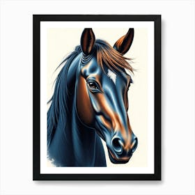 Horse Head Portrait In Color Art Print