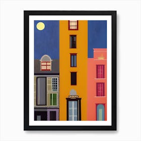 Orange Starry Night Townhouse Amsterdam Art Print