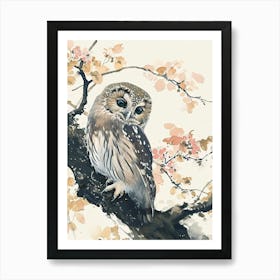 Northern Pygmy Owl Drawing 4 Art Print