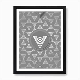 Geometric Glyph Sigil with Hex Array Pattern in Gray n.0095 Art Print