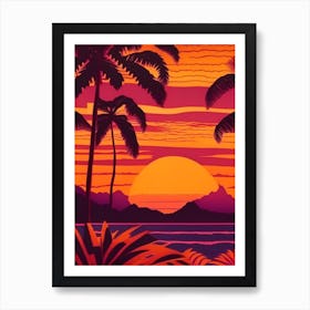 Hawaii Retro Sunset 4 Art Print