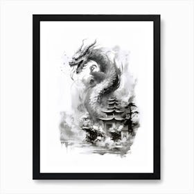 Dragon Inked Black And White 3 Poster