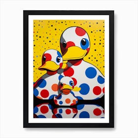 Cartoon Polka Dot Ducks 2 Art Print