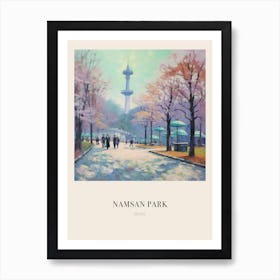 Namsan Park Seoul South Korea Vintage Cezanne Inspired Poster Art Print