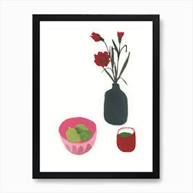 Floral Still Life With Limes Art Print