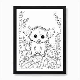 Line Art Jungle Animal Aye Aye 1 Art Print