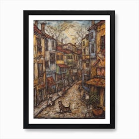 Painting Of Buenos Aires With A Cat In The Style Of Renaissance, Da Vinci 2 Art Print