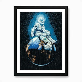 Astronaut On The Earth Art Print