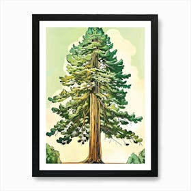 Redwood Tree Storybook Illustration 2 Art Print