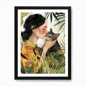 Kitty I love you cat and woman 4 Art Print