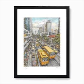 Manila Philippines Drawing Pencil Style 3 Travel Poster Art Print