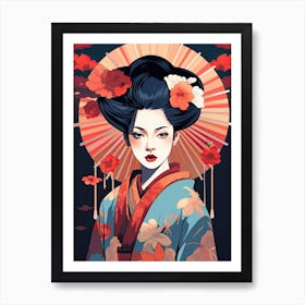 Geisha Flat Illustration  3 Art Print