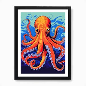 Day Octopus Retro Pop Art  Illustration 2 Art Print
