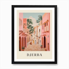 Djerba Tunisia 4 Vintage Pink Travel Illustration Poster Art Print