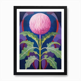 Globe Amaranth 2 Hilma Af Klint Inspired Pastel Flower Painting Art Print