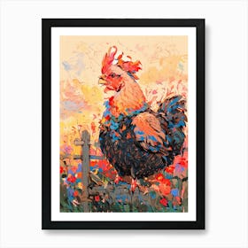 Rooster In The Field Art Print