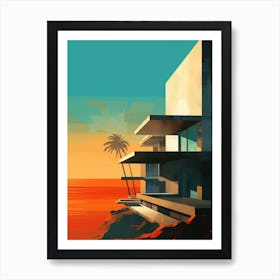 Abstract Illustration Of Hapuna Beach Hawaii Orange Hues 1 Art Print