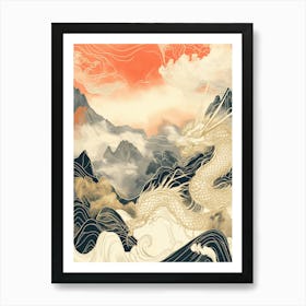 Chinese Dragon Mountains Art Print