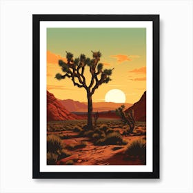  Retro Illustration Of A Joshua Tree At Dusk 2 Art Print