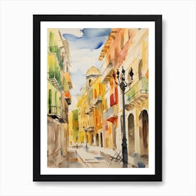 Lecce, Italy Watercolour Streets 3 Art Print
